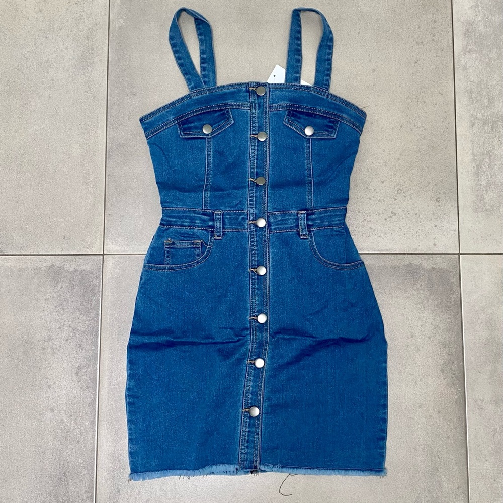 Denim Bodycon Button-Down Mini Dress
